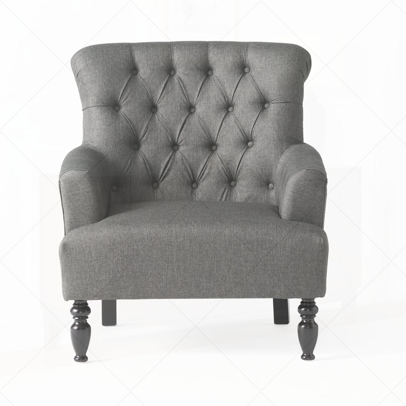 33.5" Wide Tufted Armchair, Dark Gray Fabric