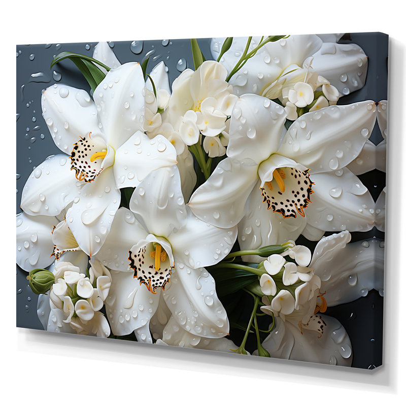 «White Orchids Still Life», reproduction d'art sur toile, H 30 po x l 40 po x P 1,5 po, Toile tendue