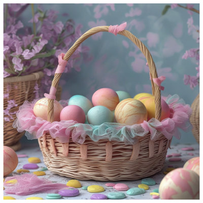 Pastel Easter Eggs Basket Bath Mat