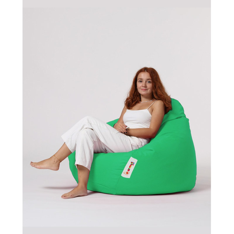 Fauteuil à billes de qualité supérieure, vert uni, 45,3 po x 51,2 po x 15,4 po | 100% polyester imperméable, rembourré avec 100% de mousse de styromousse originale | Système de fermeture à glissière caché, moderne et élégant pour le divertissement en plein air