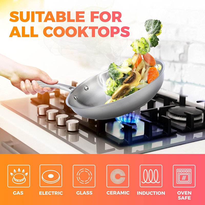 Pots and Pans Set 17-Piece, Ultra-Clad Pro Stainless Steel Cookware Set, Ergonomic EverCool Handle, Induction Cookware, Includes Saucepans, Skillets, Dutch Oven, Stockpot, Steamer For Cooking
