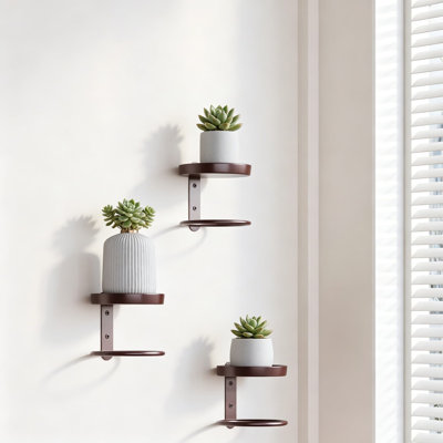 Ensemble de 3 jardinières murales en métal et tablettes flottantes, jardin vertical moderne de style Mid-Century pour plantes d'intérieur suspendues, peu encombrantes