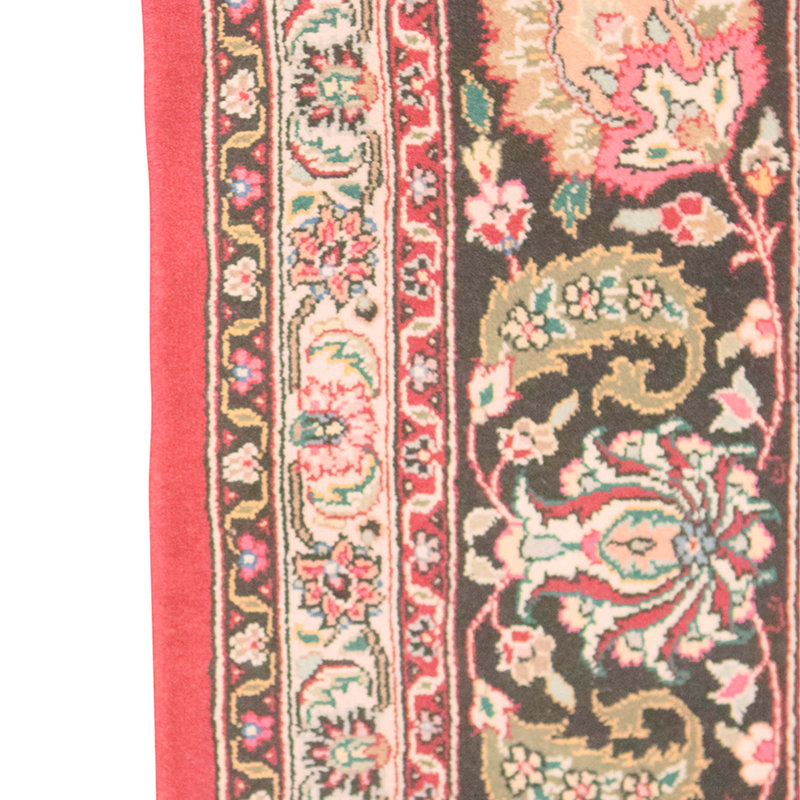 Tapis rouge et noir noué à la main de haute qualité