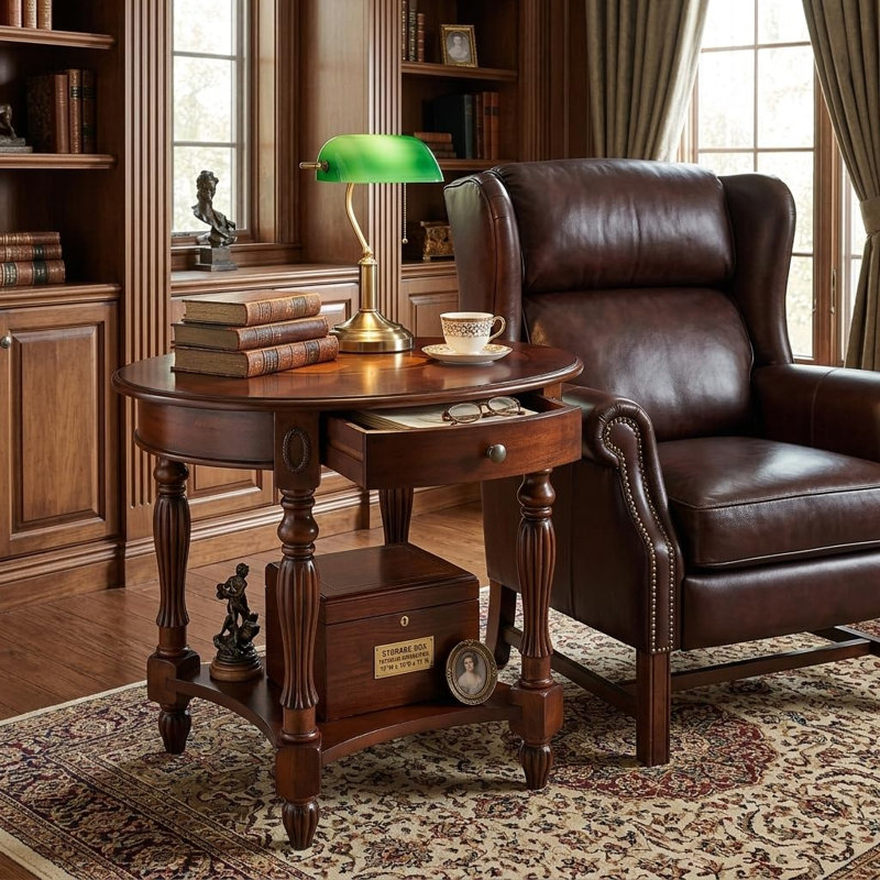 Hughley Oval 24'' Tall Solid Wood, Cherry Wood, Cherry Wood