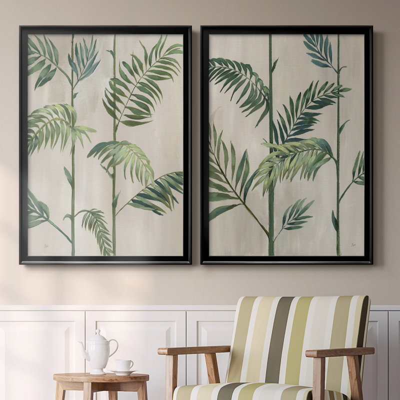 Modern Fronds I - 2 pièces, H 26,5 po x l 73 po x P 1,5 po, Noir