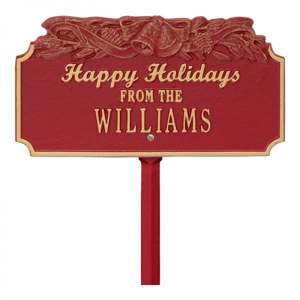 Happy Holidays Garden Stake, Yes, Red/White