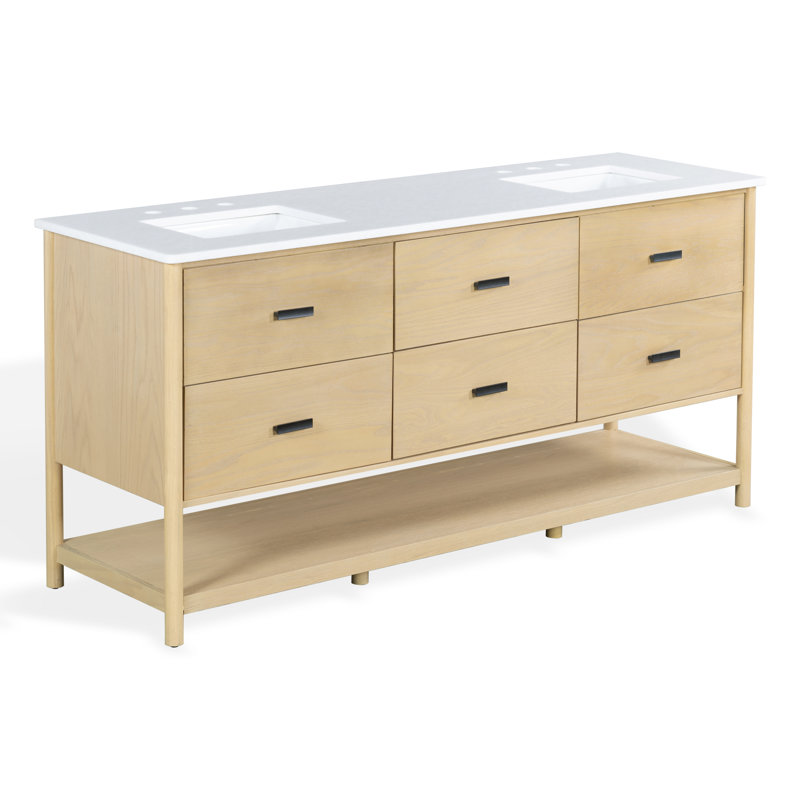 Meuble-lavabo double 72 po Kaplan, Naturel