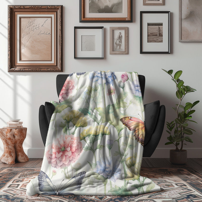 Throw Blanket, Queen, Floral 2