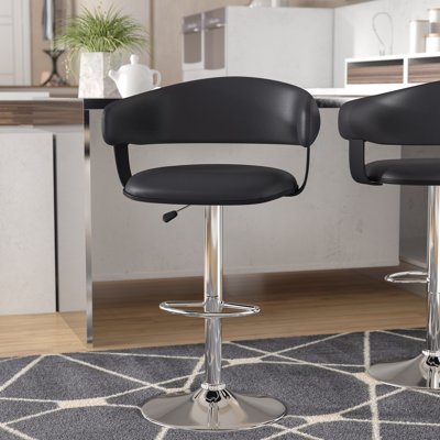 Carmelyn Swivel Upholstered Adjustable Height Counter Stool with Metal Frame