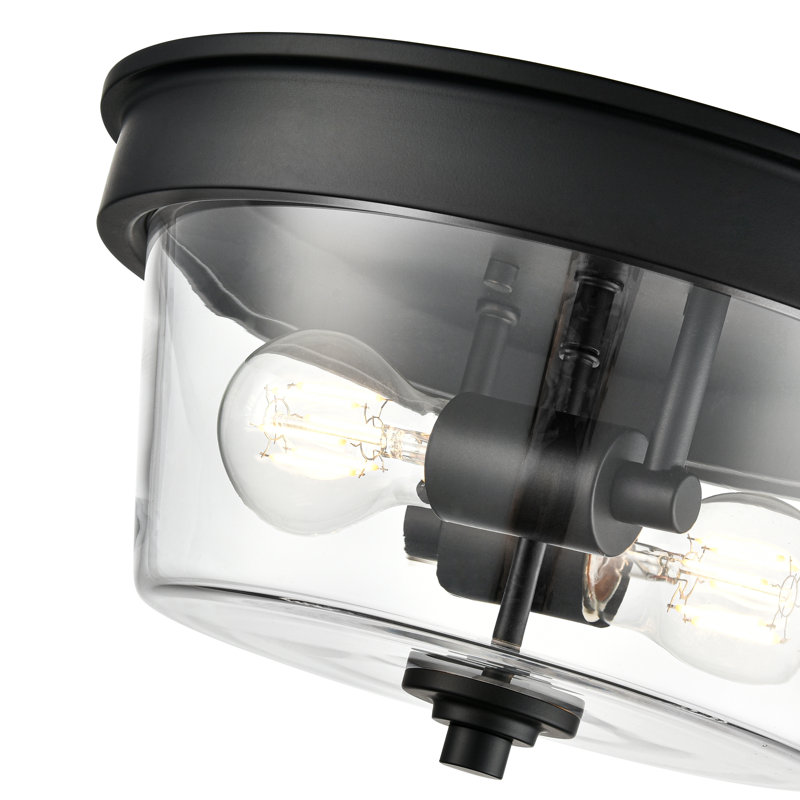 Plafonnier encastré 2 lumières 13 po Strayhan - Noir mat, Noir mat