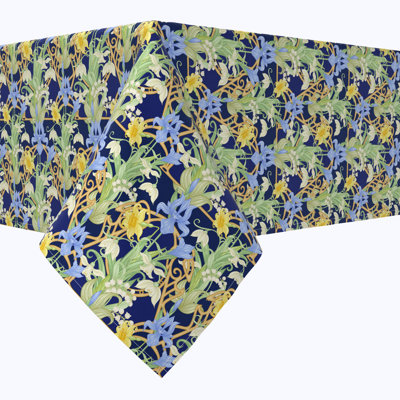 Rectangular Tablecloth, 100% Cotton, Floral 142
