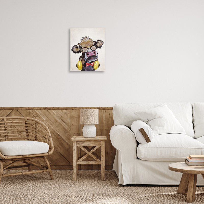 Art mural sur toile Hipster Cow, H 20 po x l 16 po
