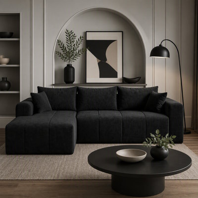 Modular Sectional Sofa, L Shaped Cloud Couch, Boneless Couch with Pillows, Fluffy Memory Foam Corduroy Sleeper Sofa, Deep Seat Left Facing Chaise Couc