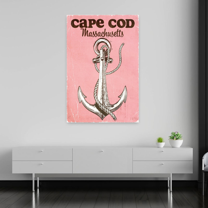 Cape Cod, ancre rétro, art mural rétro, H 60 po x l 40 po