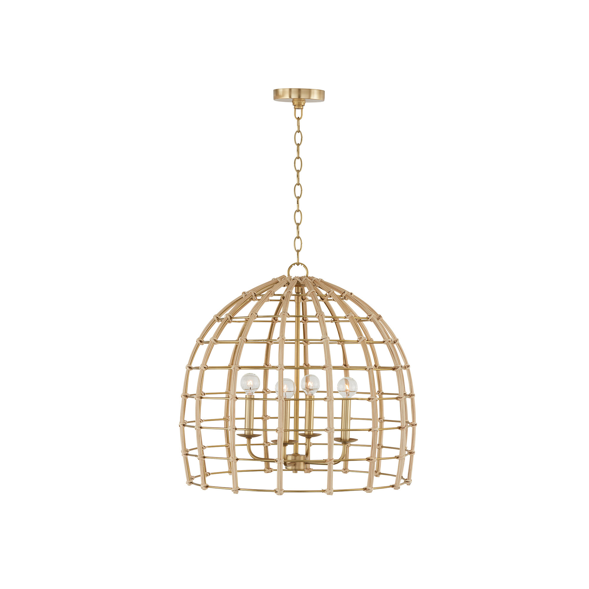Almita 4 Light Rattan Dimmable Pendant, 23" W X 22" H