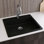 Évier de cuisine encastré avec ensemble de drain et crépine 25 po x 22 po x 5 1/2 po Quartz Classic
