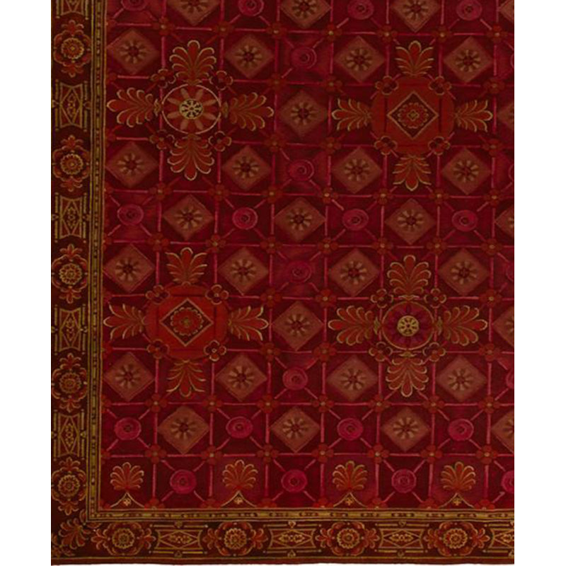 Tapis rouge noué à la main de haute qualité, Rectangle 7 pi 10 po x 10 pi 1 po
