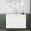 Meuble-lavabo de salle de bain 31,5 po avec lavabo, 2 grands tiroirs, système de fermeture en douceur, poignée, blanc brillant, fermeture anti-alignement, minimaliste moderne