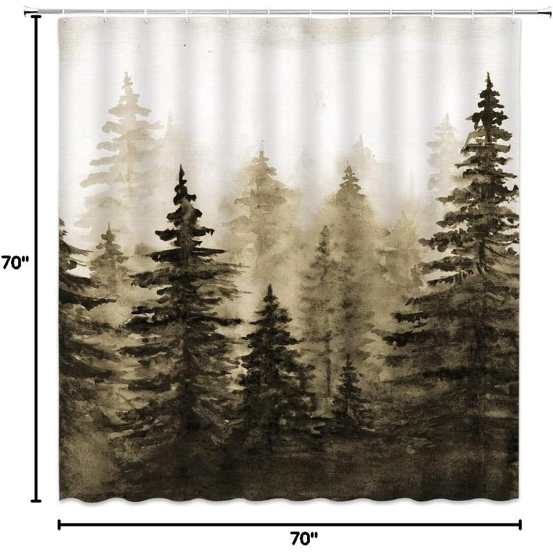 Rideau de douche Misty Forest, Toile brun beige