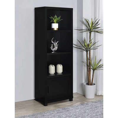 Caben 3-shelf Media Tower Bookcase with Storage Cabinet Black by Wade Logan