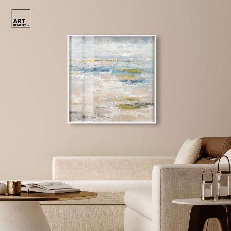 Décoration murale minimaliste Shallow Waters II par Art Remedy, cadre blanc, 41 x 41, H 41 po x l 41 po, Cadre blanc