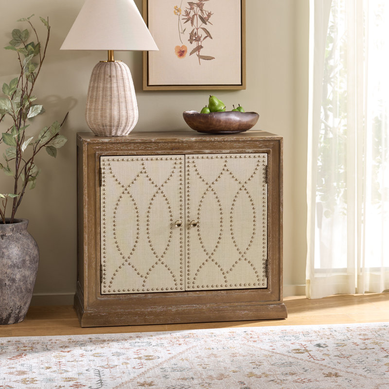 Studded Accent Cabinet, Rustic Oak