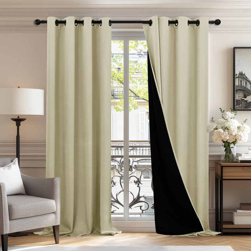 Ensemble de 2 rideaux isolants et isolants avec œillets Total, Gris foncé, L 52 po x L 63 po