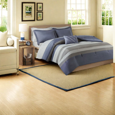 Certified Polyester Twin Bedding Sets, Blue Grey Modern Home Comfort