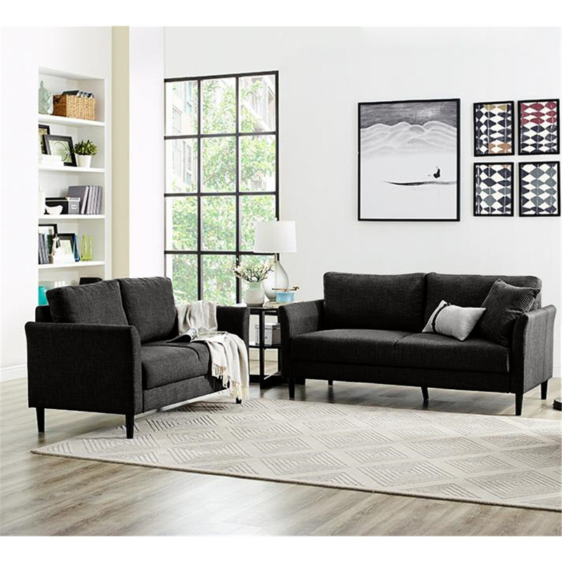 2 - Piece Living Room Set, Black Linen
