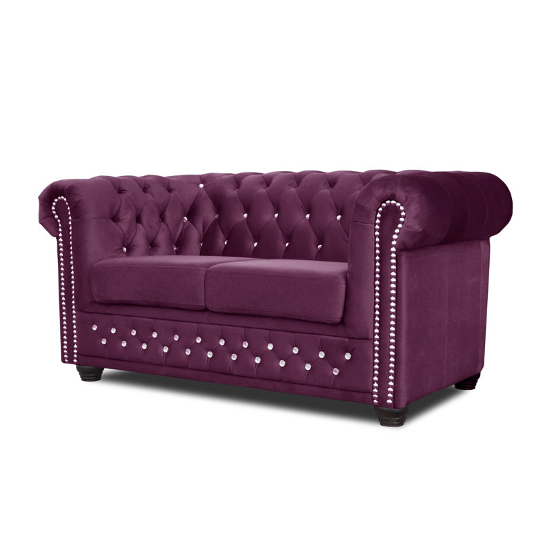 Sade Velvet Loveseat, Purple