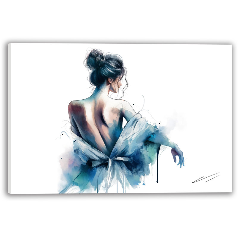 Tranquil Reflection Watercolor Line Art - Art mural sur toile tendue, H 12 po x l 16 po x P 1 po