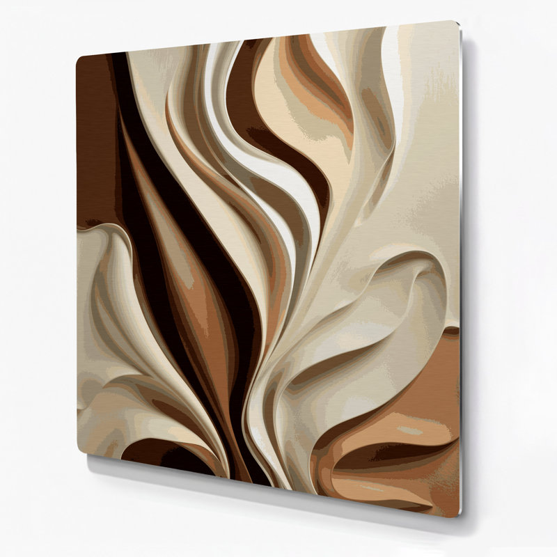 Art mural abstrait en métal beige 84, H 32 po x l 32 po