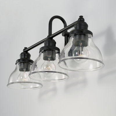 3-Light Milk Glass Vanity In Matte Black