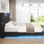 Ensemble de chambre à coucher 3 pièces, lit flottant à DEL avec port de charge, 2 tables de chevet-916097460-916097462