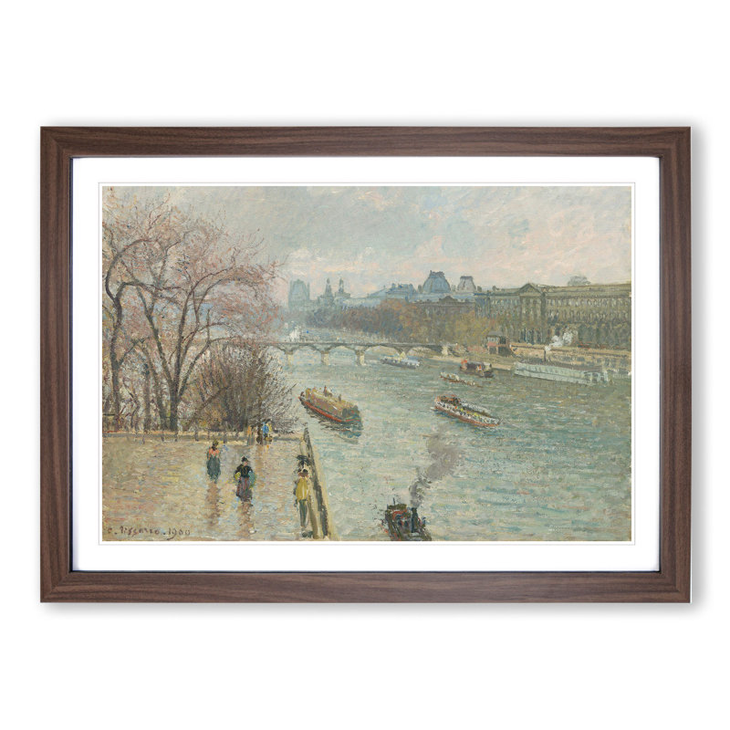 Afternoon Rainy Weather by Camille Pissarro - Picture Frame Painting, 36cm H x 48cm W x 2cm D, Walnut Framed