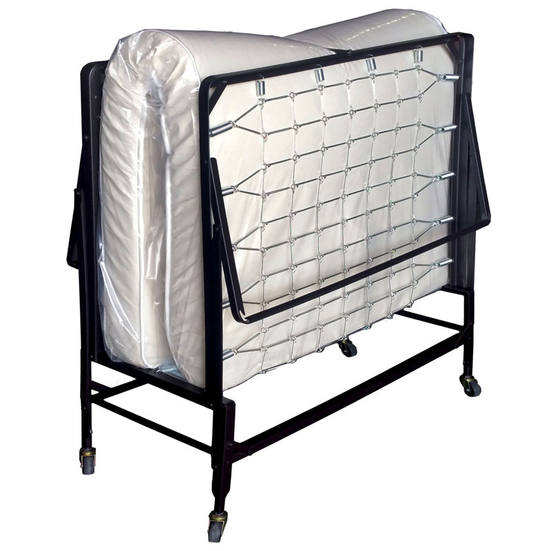 Lit pliant en acier avec matelas, H 19,5 po x l 48 po x P 73,5 po