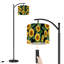 Lampe sur pied à arc avec abat-jour réglable Tournesols sans soudure Lampe sur pied tendance à aquarelle