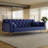 71-Inch Convertible Love Seat Sofa, American Retro Blue Velvet Material, Suitable For Small Living Room, Bedroom, Office-1190210376