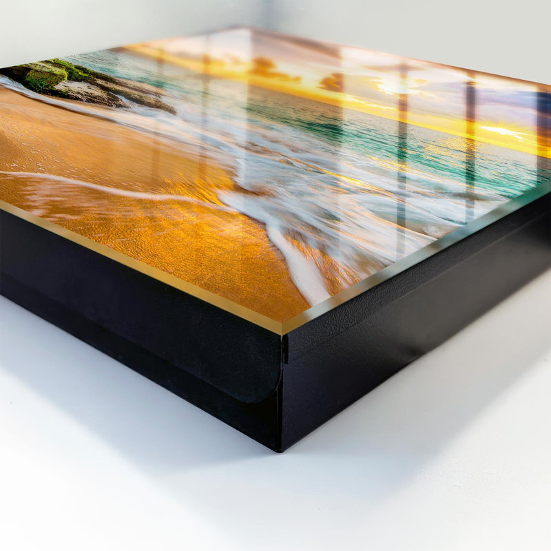 Key cabinet, Opens to the right, 30x30x5, White, Sunset over the sea full of warm colors, 