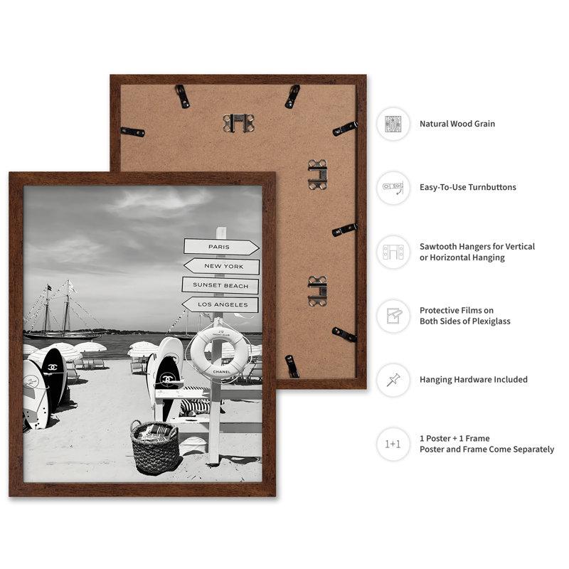 Plage tendance, Poster, 16"H x 20"W, Brown Framed