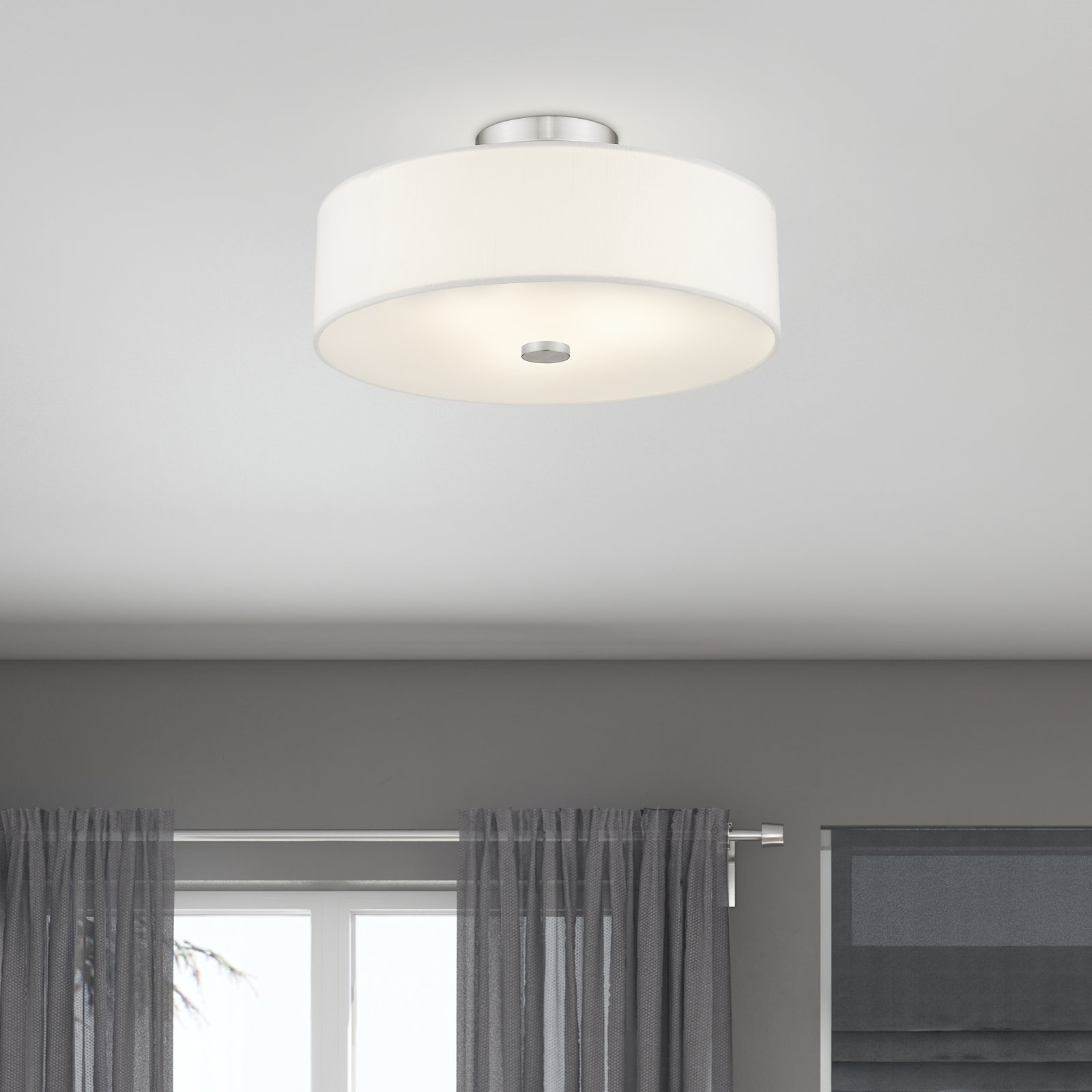 Flaire 3-Light Semi Flush Mount, Brushed Nickel, 7.75" H x 15" W x 15" D