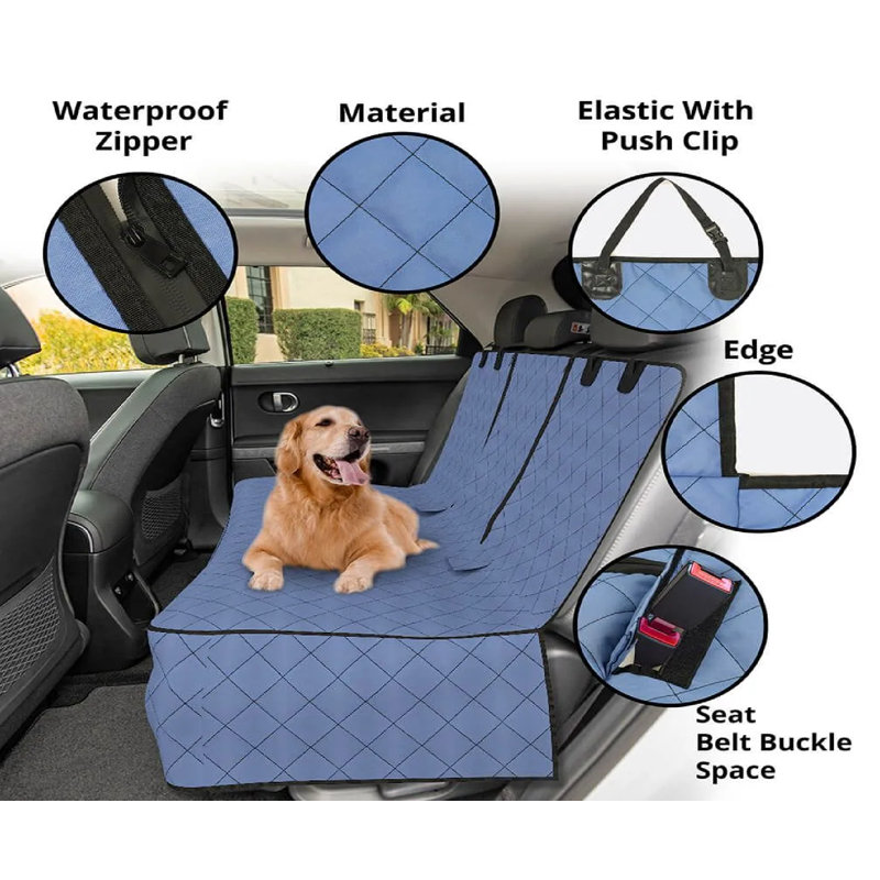 Heavy Duty Breathable Rear Dog Car Seat Cover, Universal Washable Waterproof Back Seat Protector, Charcoal Grey