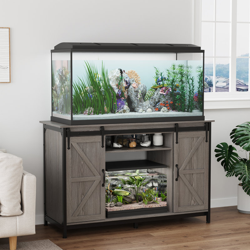Support d'aquarium de 55 à 75 gallons avec prise de courant et armoire de rangement, support d'aquarium, pour 2 aquariums, capacité de 1000 lb