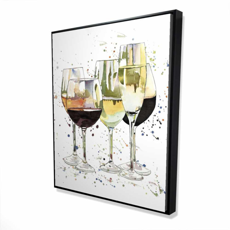 Beaux verres à vin - Toile encadrée rouge pour décoration intérieure