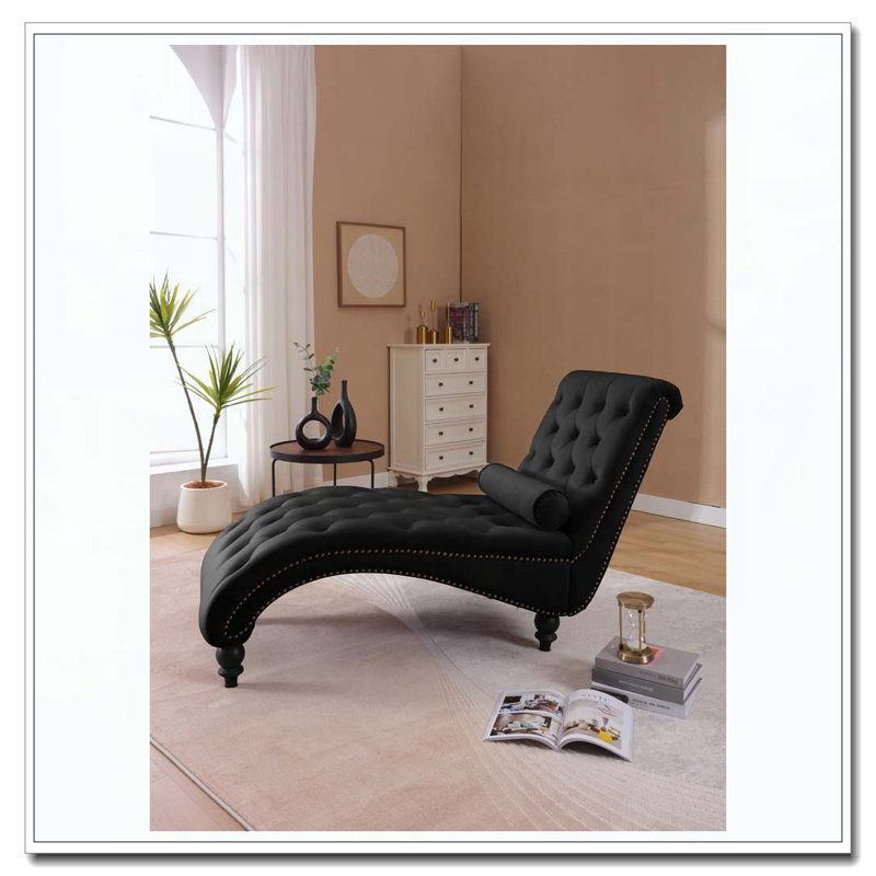 Fauteuil inclinable en velours capitonné, Noir