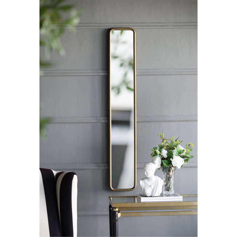 Miroir pleine longueur de 47 po x 8 po avec cadre en métal doré antique Vanhook 