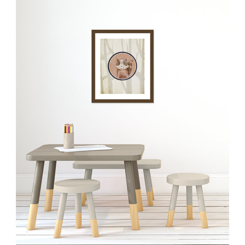 Animaux de la forêt, impression sur papier 1 pi, Encadré plat noyer, H 24,5 po x l 20,5 po x P 0,6 po