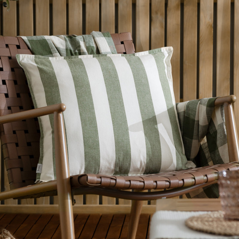 Paniagua Indoor / Outdoor Striped Square Cushion, Polyester, Green