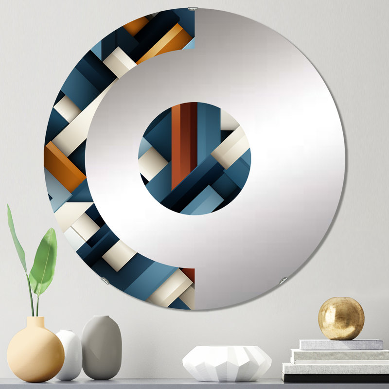 Rustic Industrial Geometic Aesthétique - Miroir mural demi-cercle, 23,6 po x 23,6 po