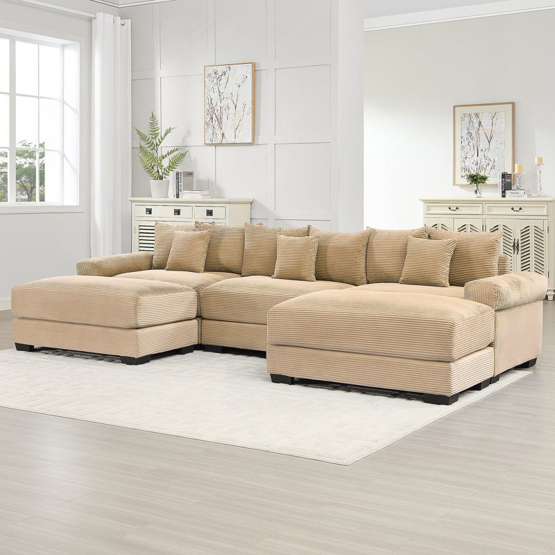 Canapé modulaire surdimensionné 130 po Cloud, Velours côtelé chameau